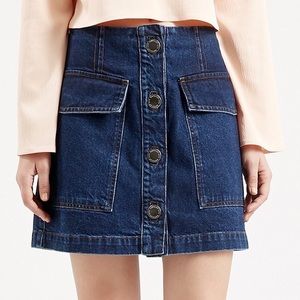 Topshop Moto High Rise Dark Denim Jean Skirt‎